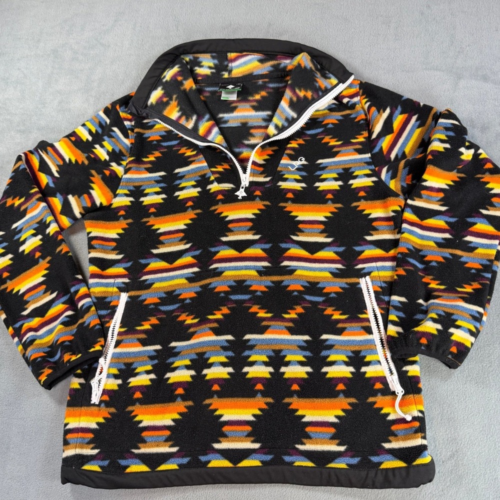 LRG Lifted Research Group Mens Small Aztec Southwestern Fleece Quarter Zip Black